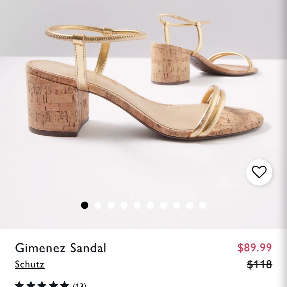 Schutz Gimenez Evereve Leather Sandals w/ Cork Heel - Size 5 - EUC